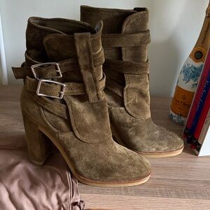 Gianvito Rossi Olive Suede Heeled Boots